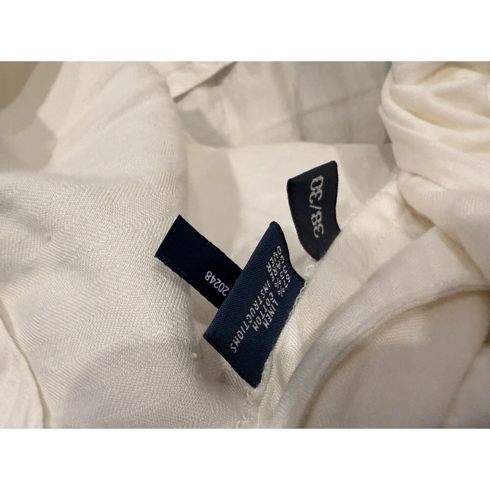 RARE VTG Polo Ralph Lauren White Linen Blend Pants Men's 38x30 golf work summer
